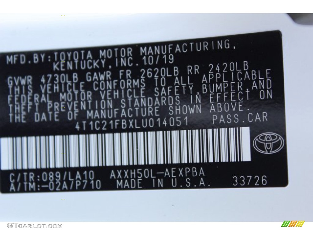 2020 Avalon Color Code 089 for Wind Chill Pearl Photo #136286822