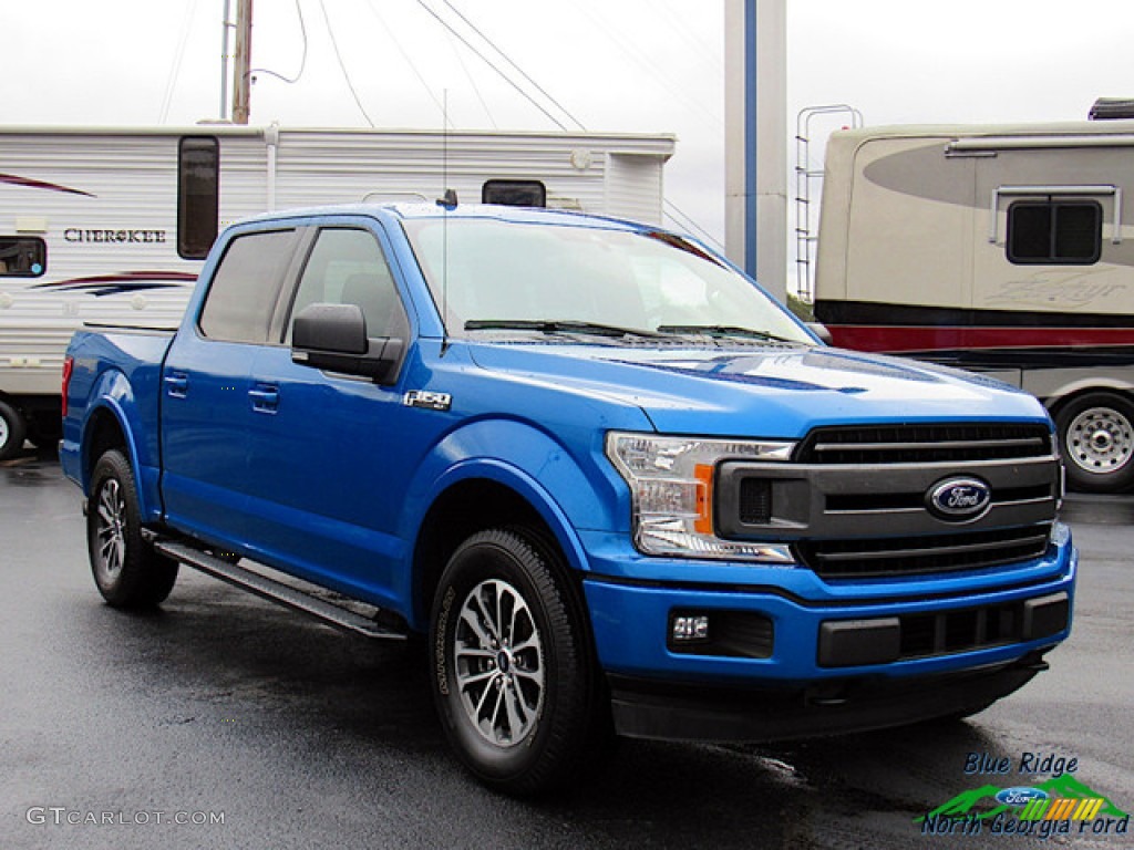 2019 F150 XLT SuperCrew 4x4 - Velocity Blue / Earth Gray photo #7