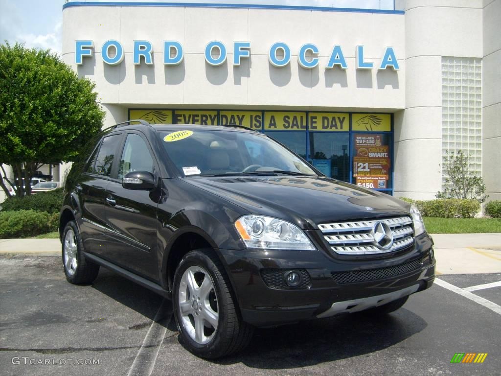 2008 ML 350 4Matic - Obsidian Black Metallic / Macadamia photo #1