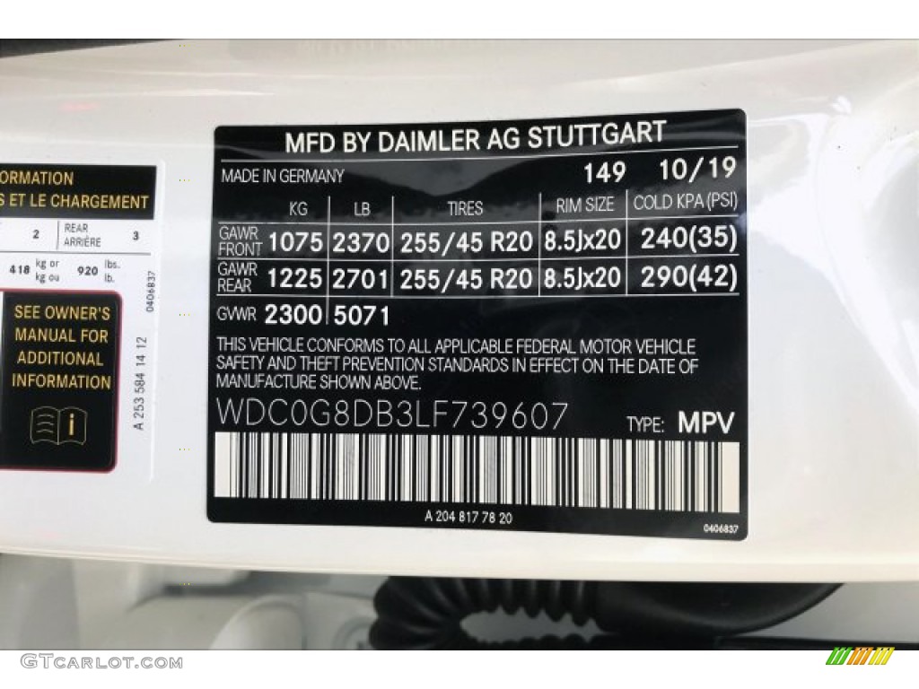 2020 GLC Color Code 149 for Polar White Photo #136296530