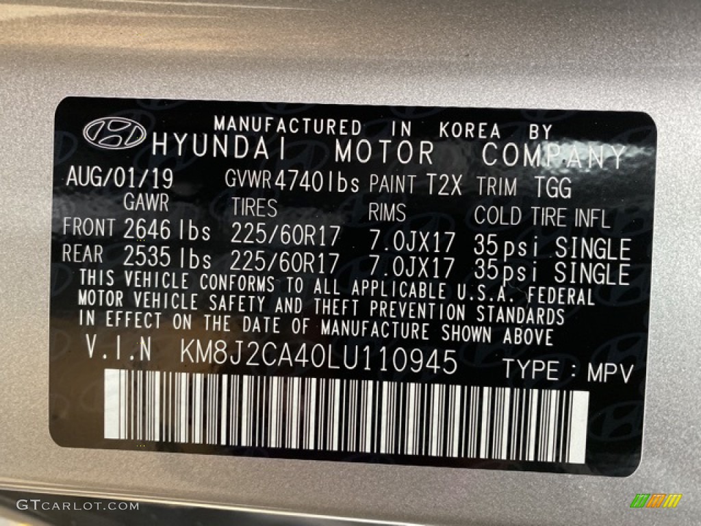 2020 Tucson Color Code T2X for Stellar Silver Photo #136306413