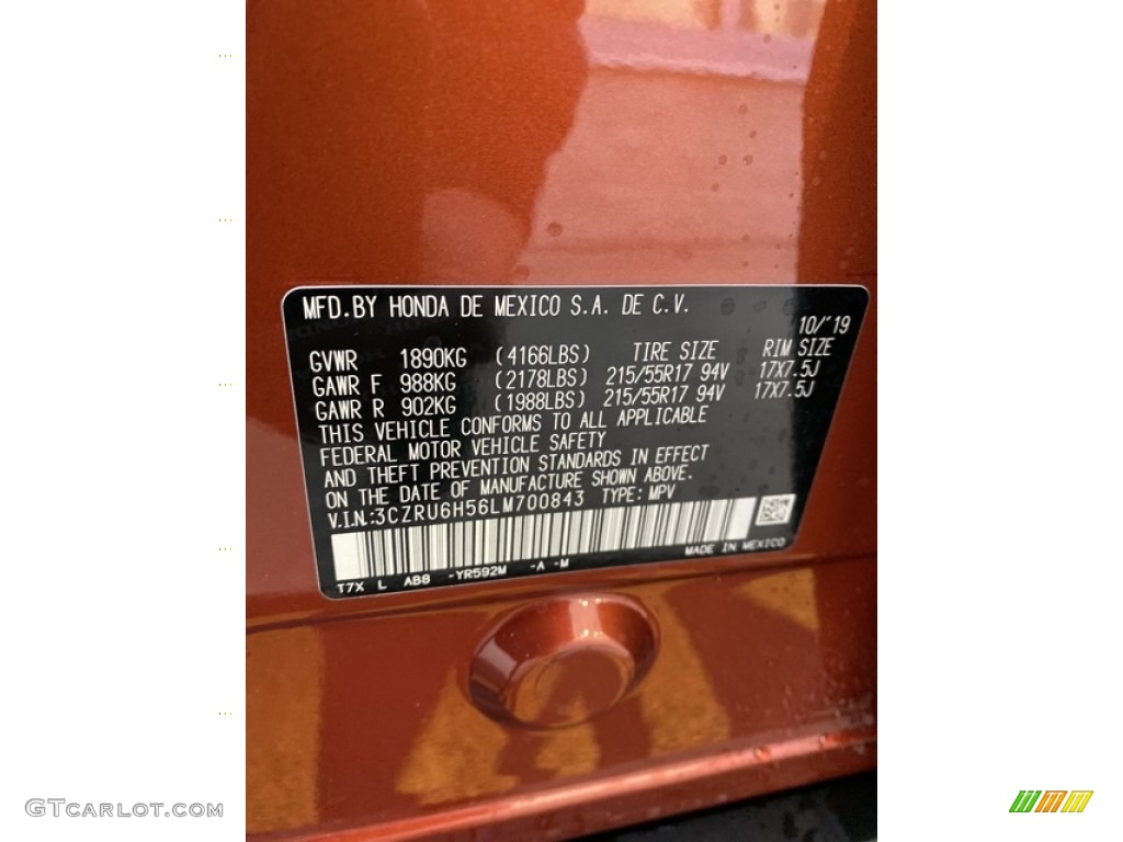 2020 HR-V Color Code TR592M for Orangeburst Metallic Photo #136312590