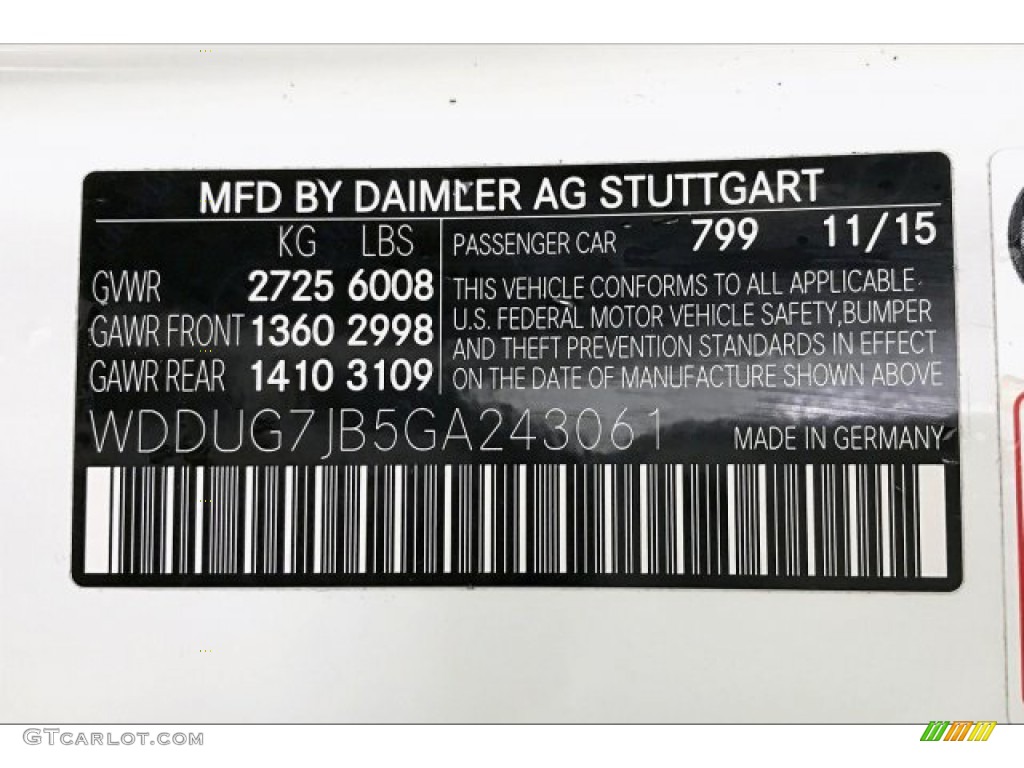 2016 Mercedes-Benz S 63 AMG 4Matic Sedan Color Code Photos