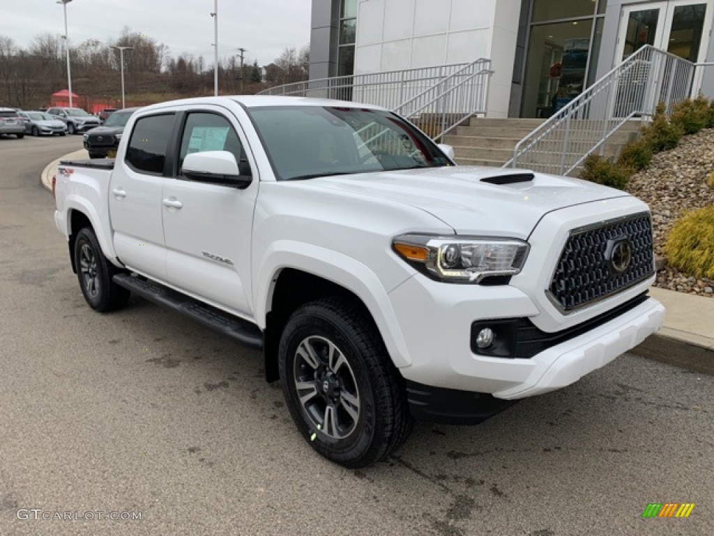 Super White 2019 Toyota Tacoma TRD Sport Double Cab 4x4 Exterior Photo #136327922