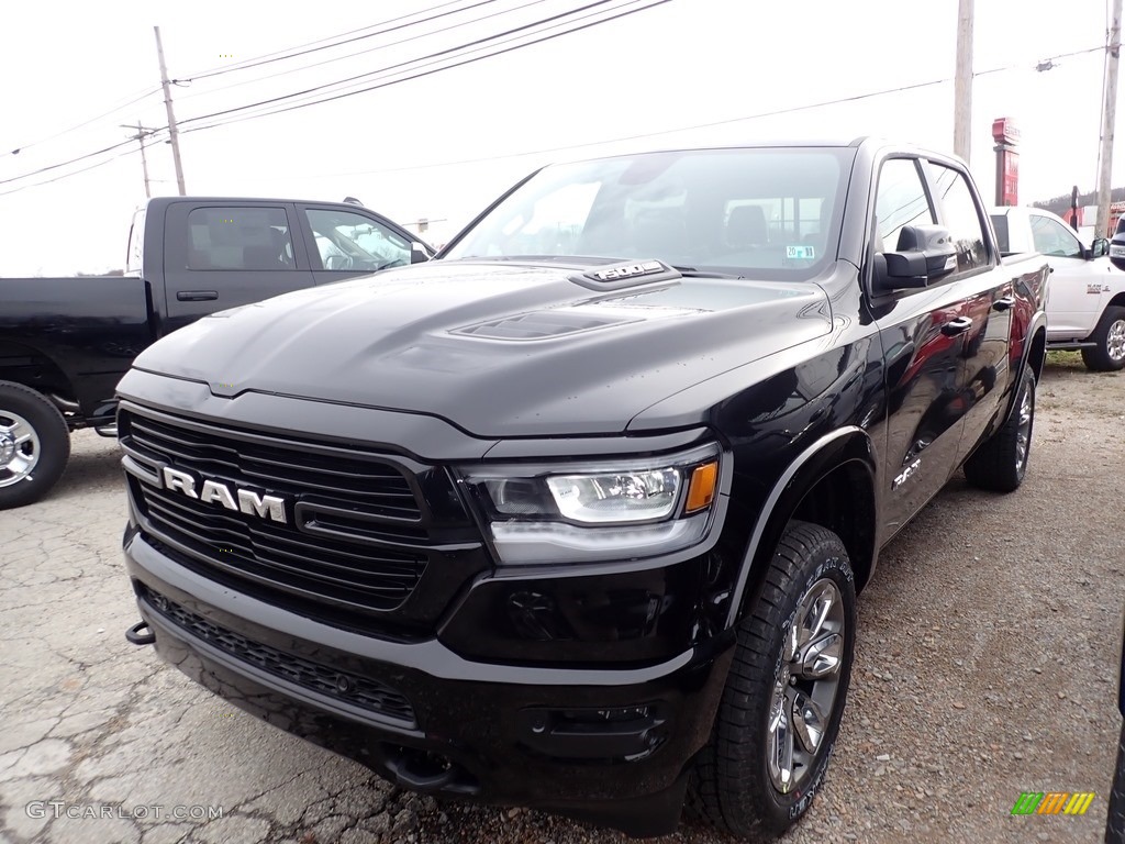 2020 1500 Laramie Crew Cab 4x4 - Diamond Black Crystal Pearl / Black photo #1