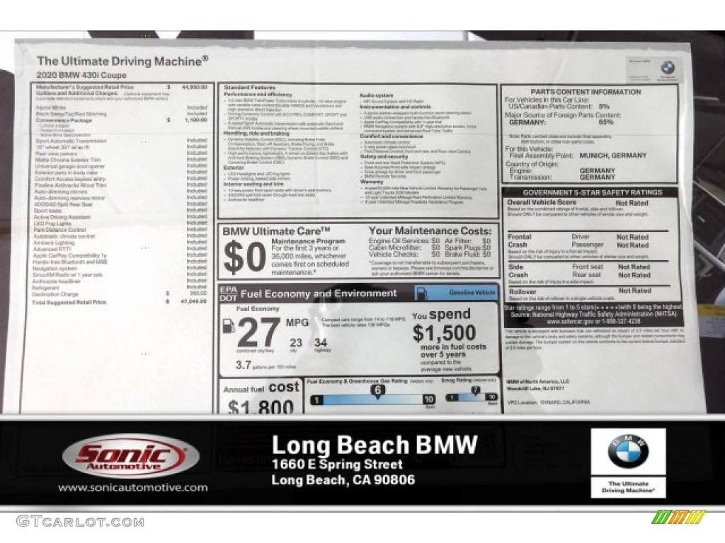 2020 4 Series 430i Coupe - Alpine White / Black photo #10