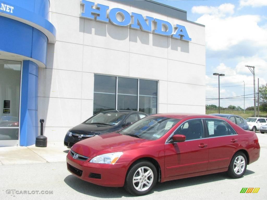 2007 Accord SE Sedan - Moroccan Red Pearl / Gray photo #1