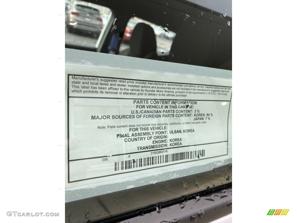 2020 Hyundai Veloster N Info Tag Photos