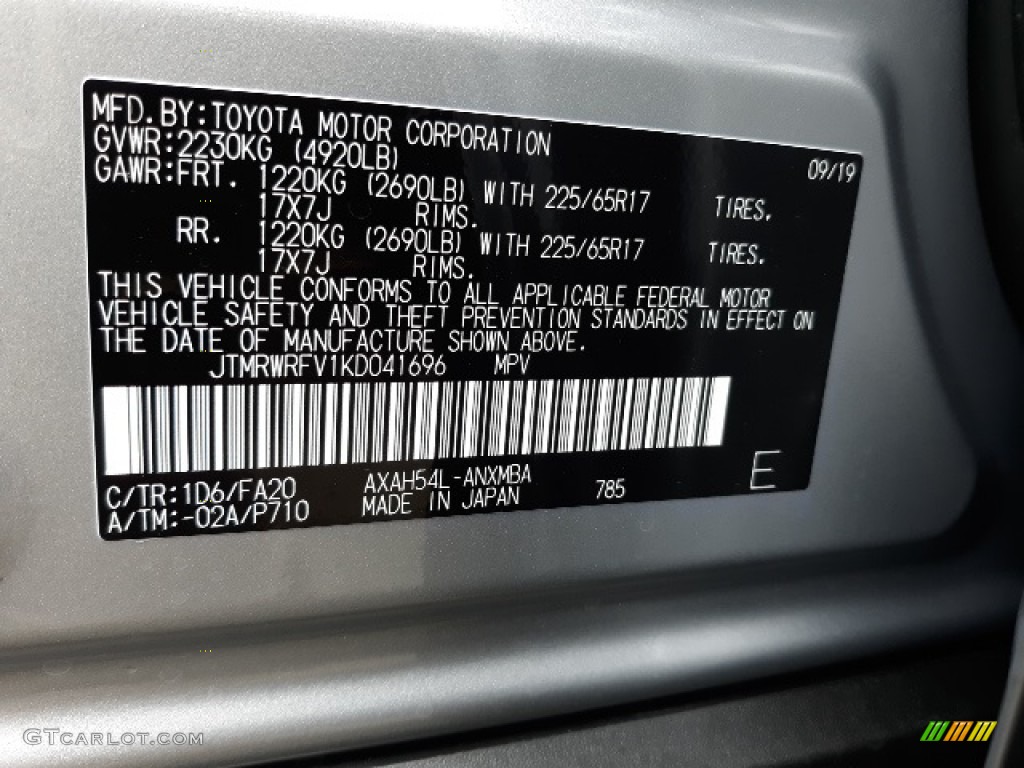 2019 RAV4 XLE AWD Hybrid - Silver Sky Metallic / Black photo #12