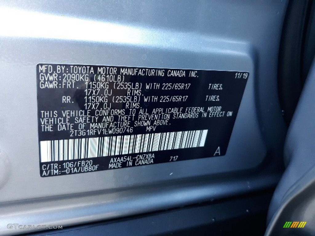 2020 RAV4 Color Code 1D6 for Silver Sky Metallic Photo #136368547
