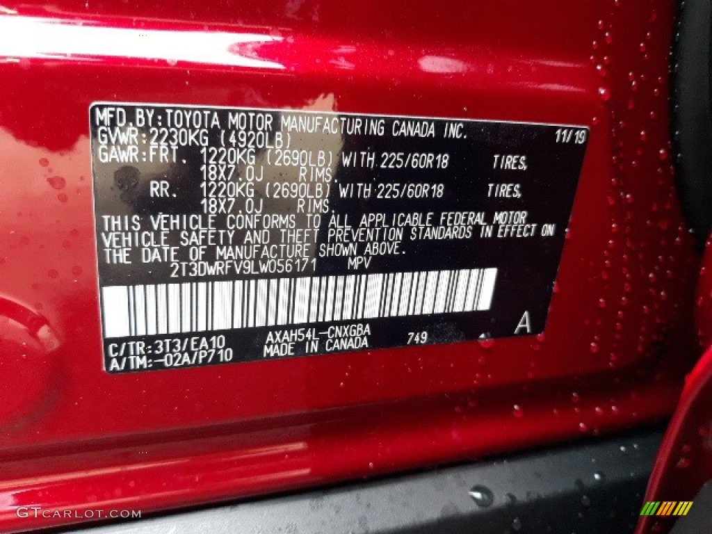 2020 RAV4 Color Code 3T3 for Ruby Flare Pearl Photo #136372609