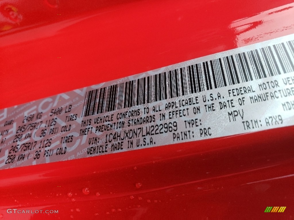 2020 Wrangler Unlimited Color Code PRC for Firecracker Red Photo #136374157
