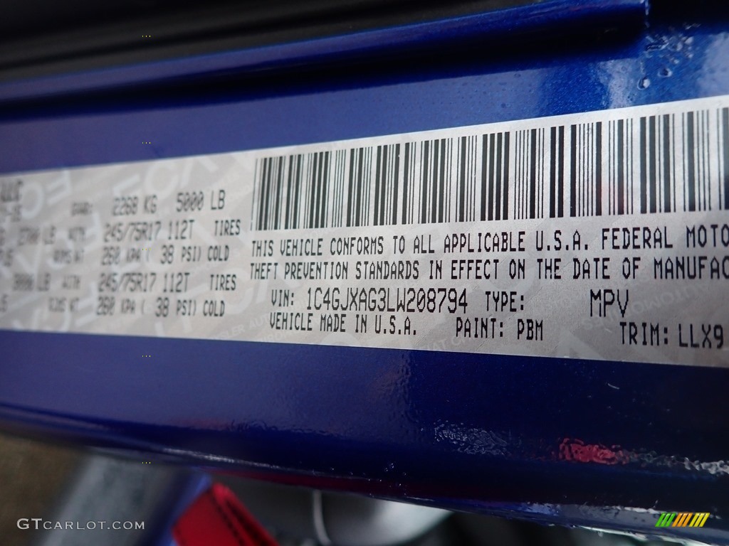2020 Wrangler Color Code PBM for Ocean Blue Metallic Photo #136377775