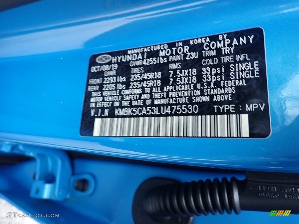 2020 Kona Color Code Z3U for Surf Blue Photo #136380913