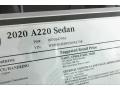  2020 A 220 Sedan Window Sticker