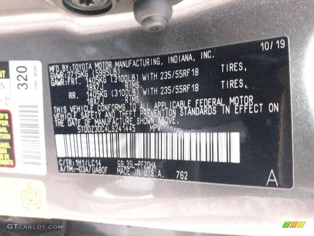 2020 Sienna XLE AWD - Predawn Gray Mica / Ash photo #13