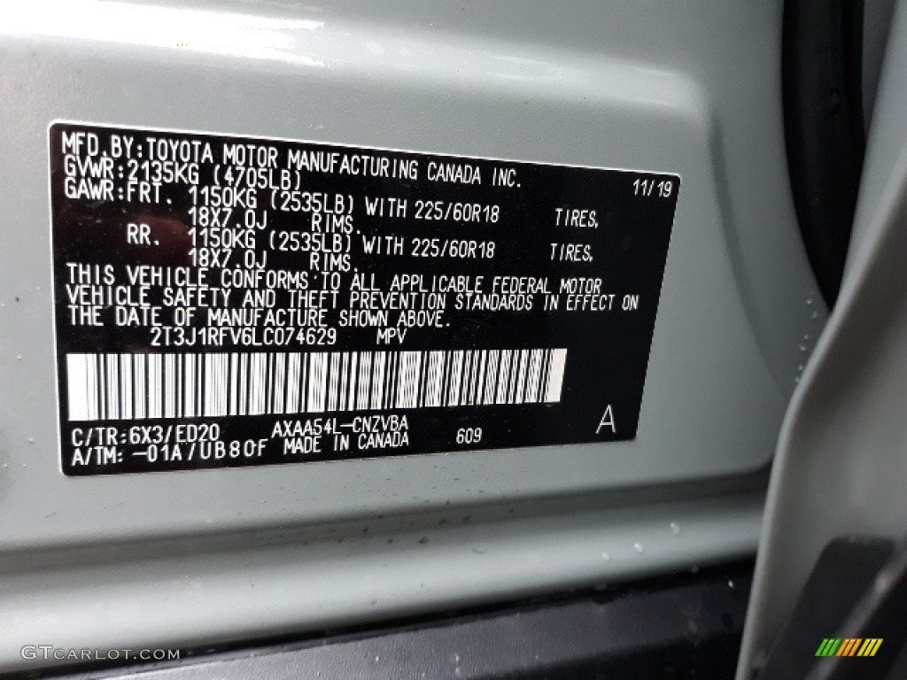 2020 RAV4 Color Code 6X3 for Lunar Rock Photo #136399920
