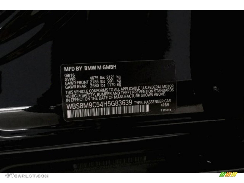 2017 M3 Color Code 475 for Black Sapphire Metallic Photo #136414129