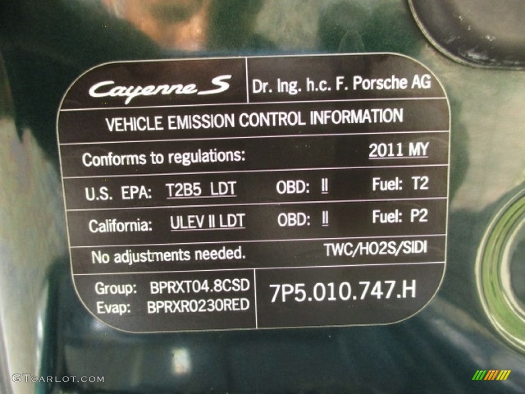 2011 Porsche Cayenne S Info Tag Photo #136417747