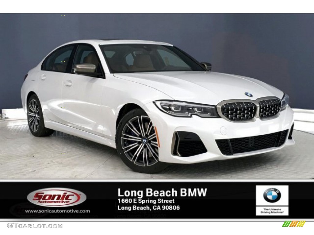 2020 3 Series M340i Sedan - Mineral White Metallic / Cognac photo #1