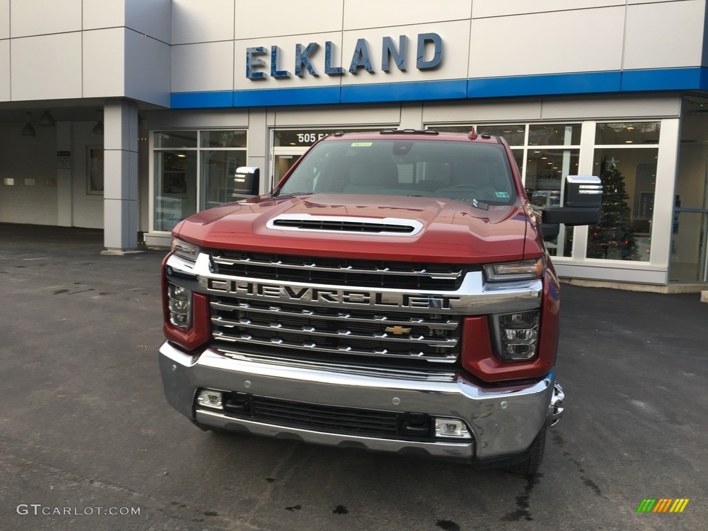 2020 Silverado 3500HD LTZ Crew Cab 4x4 - Cajun Red Tintcoat / Gideon/Very Dark Atmosphere photo #3