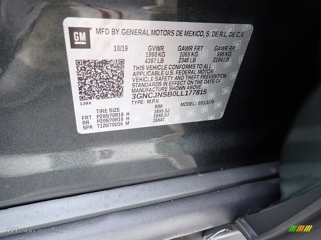 2020 Trax LS AWD - Nightfall Gray Metallic / Jet Black photo #16