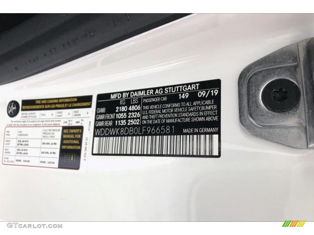 2020 C Color Code 149 for Polar White Photo #136439049