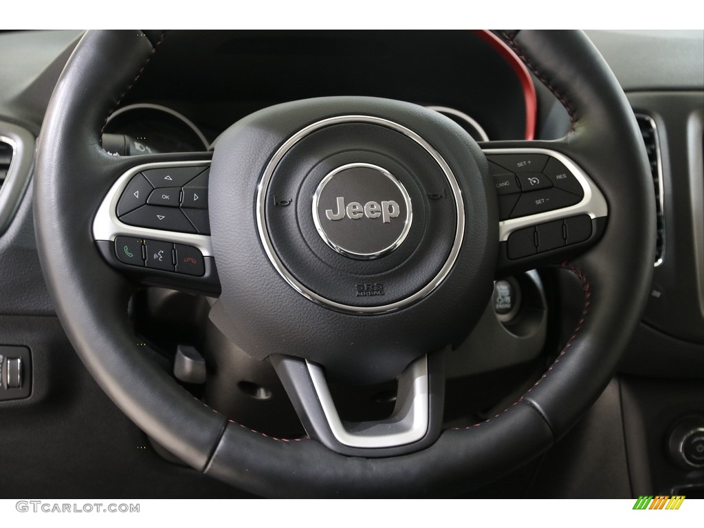 2019 Jeep Compass Trailhawk 4x4 Black/Ruby Steering Wheel Photo #136446741