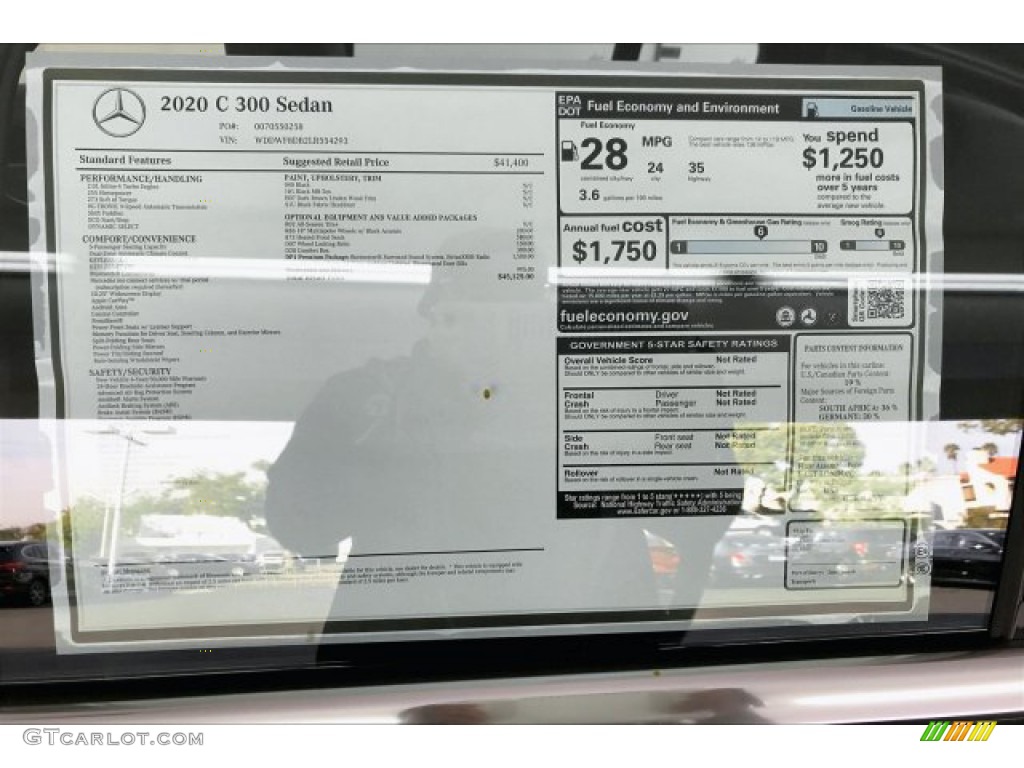 2020 Mercedes-Benz C 300 Sedan Window Sticker Photo #136449795