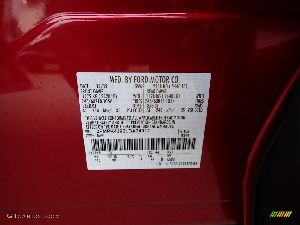 2020 Edge Color Code D4 for Rapid Red Metallic Photo #136451430
