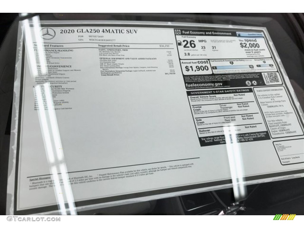 2020 Mercedes-Benz GLA 250 4Matic Window Sticker Photos