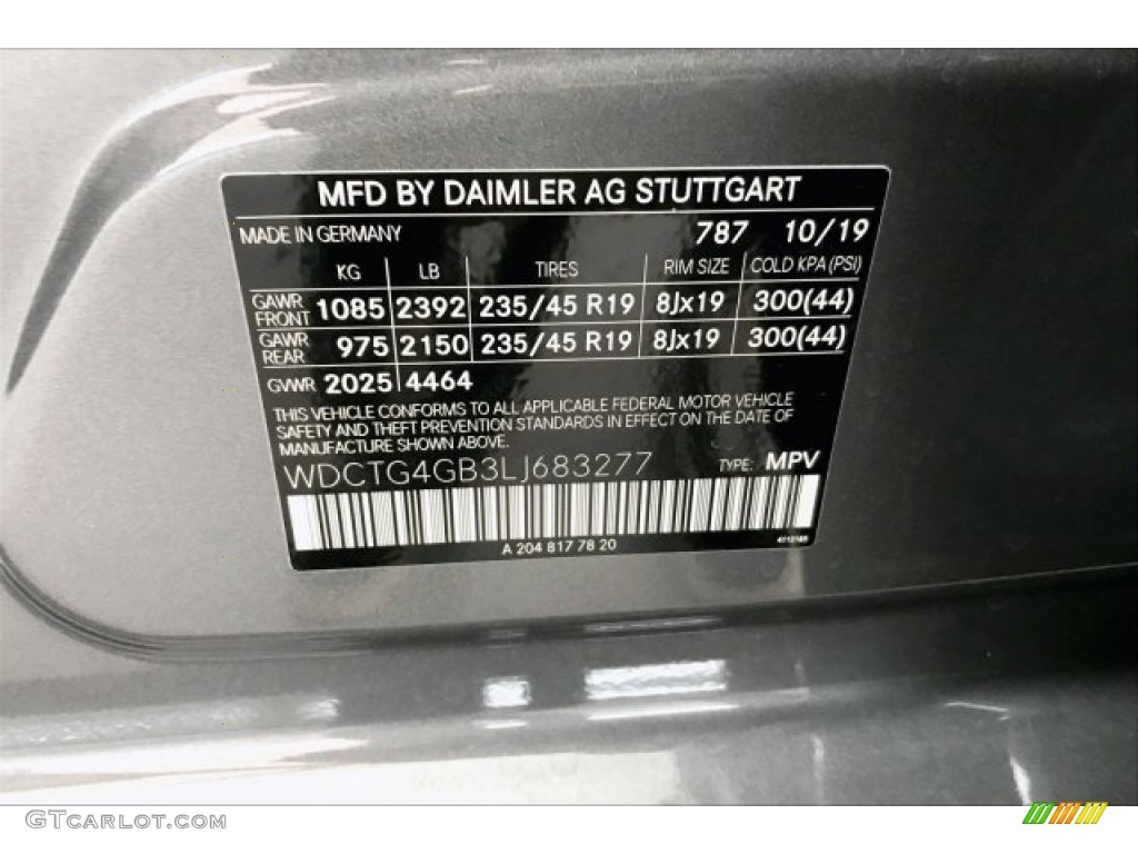 2020 Mercedes-Benz GLA 250 4Matic Color Code Photos