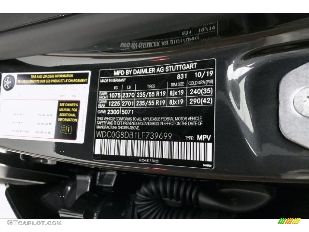 2020 GLC Color Code 831 for Graphite Grey Metallic Photo #136453011