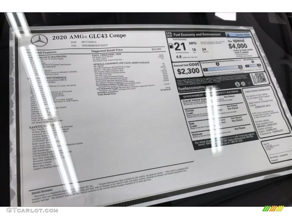 2020 Mercedes-Benz GLC AMG 43 4Matic Coupe Window Sticker Photos