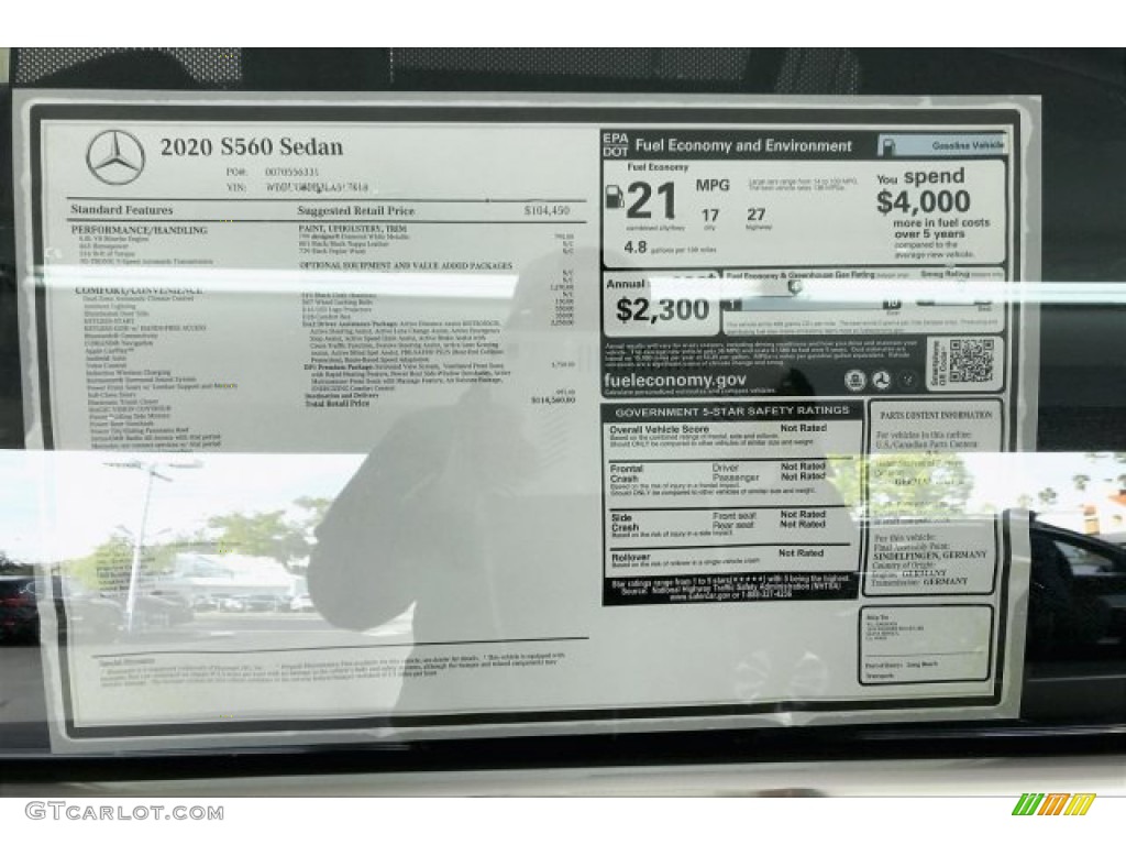 2020 Mercedes-Benz S 560 Sedan Window Sticker Photo #136454721