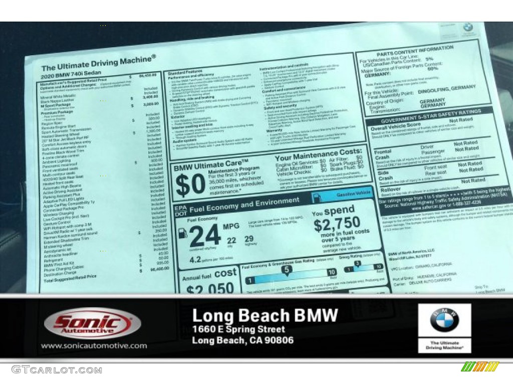 2020 7 Series 740i Sedan - Mineral White Metallic / Black photo #10