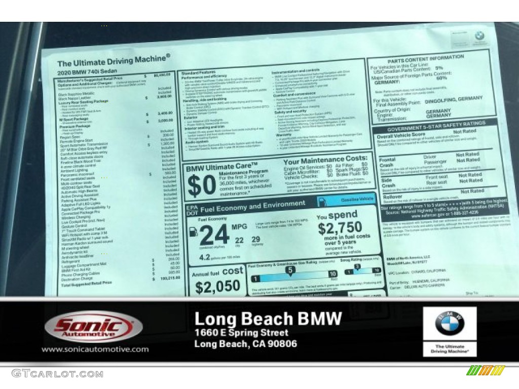 2020 7 Series 740i Sedan - Black Sapphire Metallic / Black photo #10
