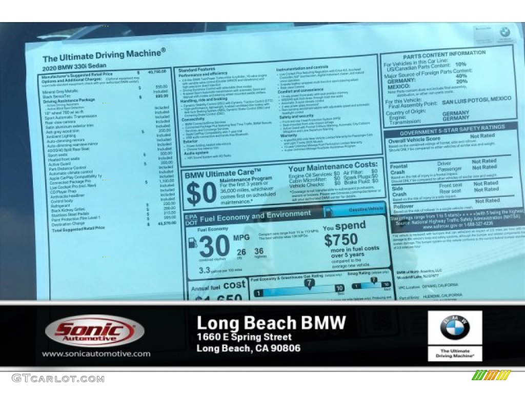 2020 3 Series 330i Sedan - Mineral Grey Metallic / Black photo #10
