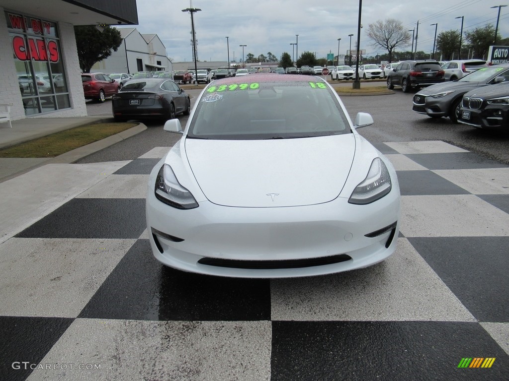 2018 Model 3 Long Range - Pearl White Multi-Coat / Black photo #2
