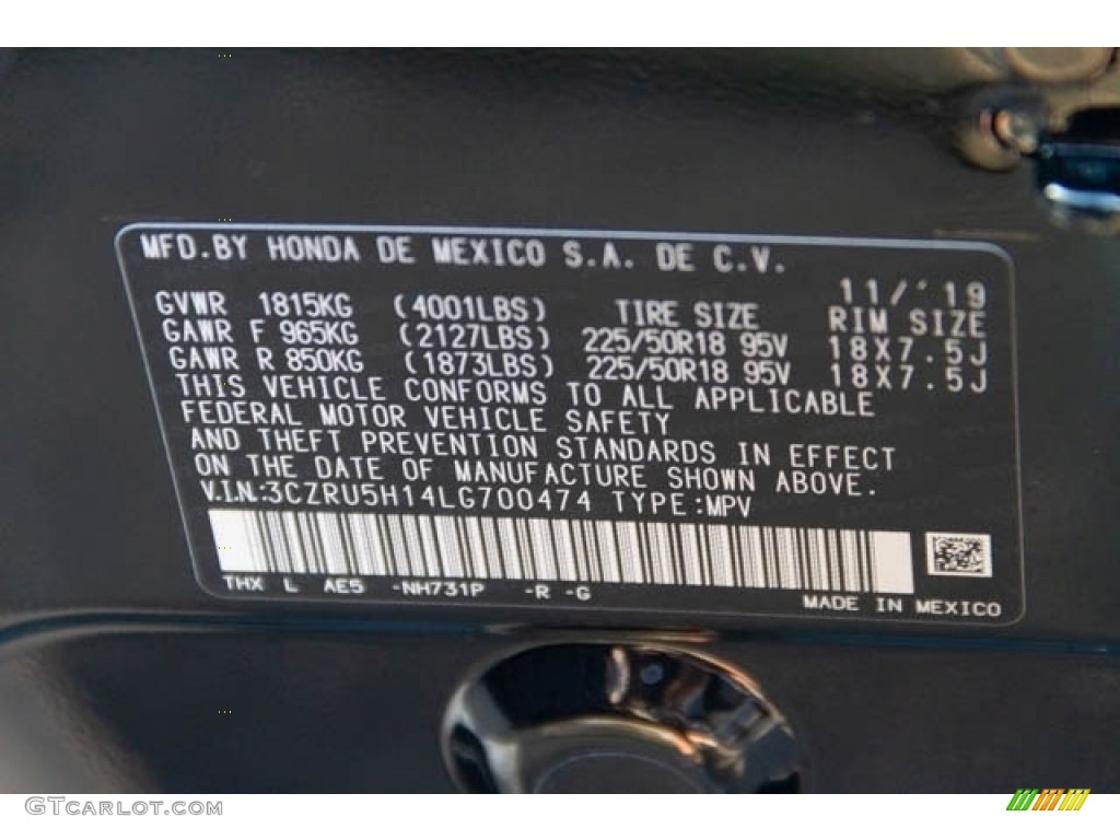 2020 HR-V Sport - Crystal Black Pearl / Black photo #33