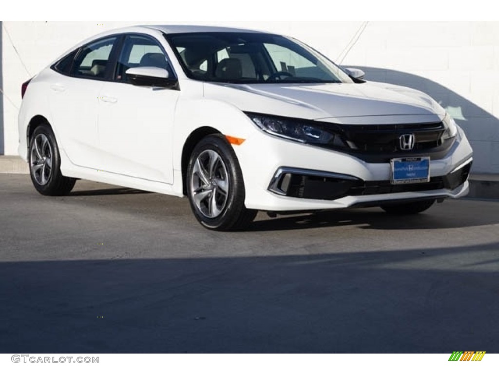 2020 Civic LX Sedan - Platinum White Pearl / Ivory photo #1