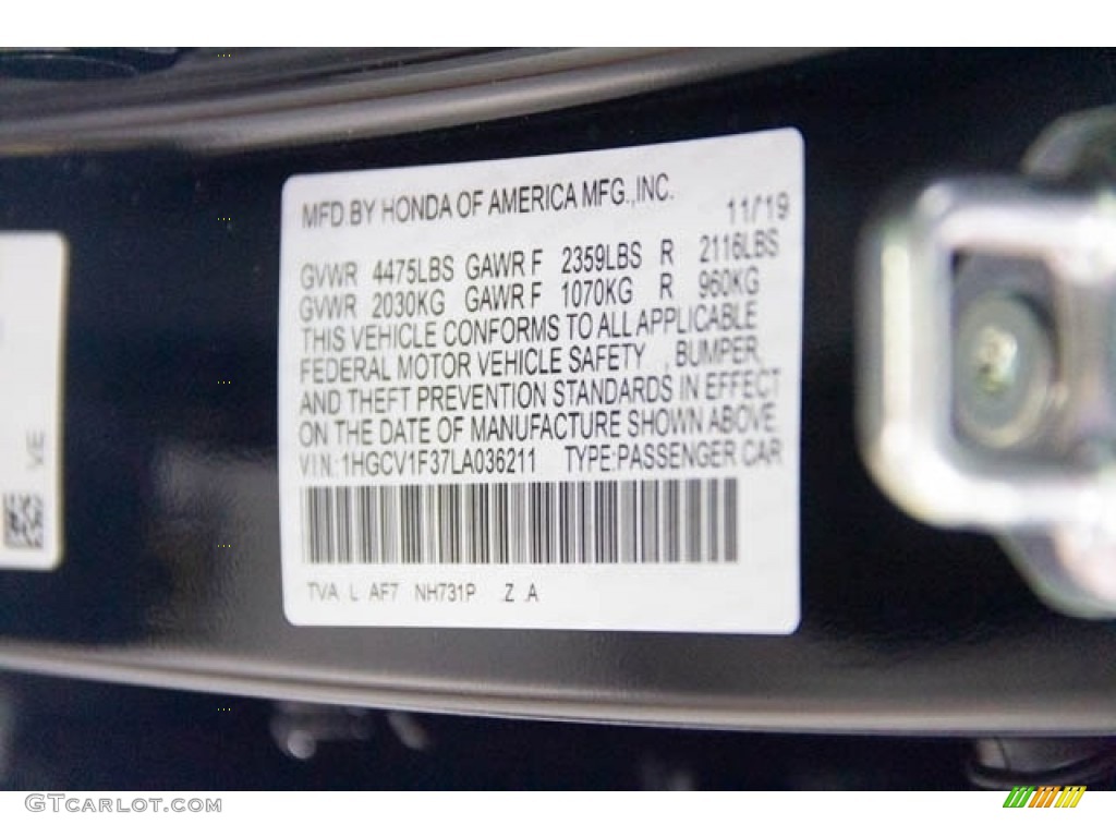 2020 Accord Sport Sedan - Crystal Black Pearl / Black photo #39