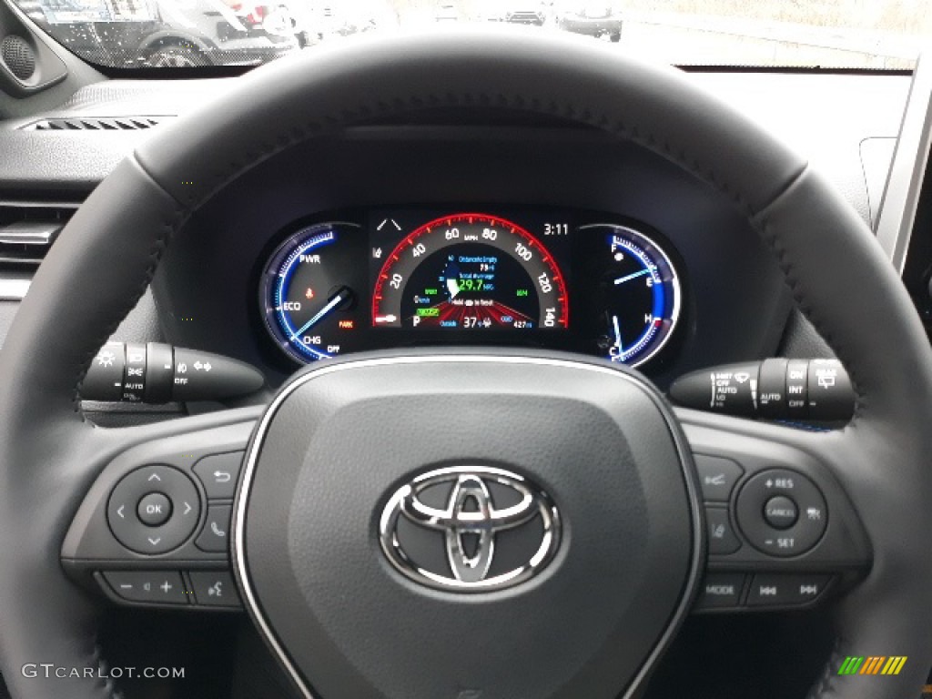 2020 Toyota RAV4 XSE AWD Hybrid Black Steering Wheel Photo #136485586