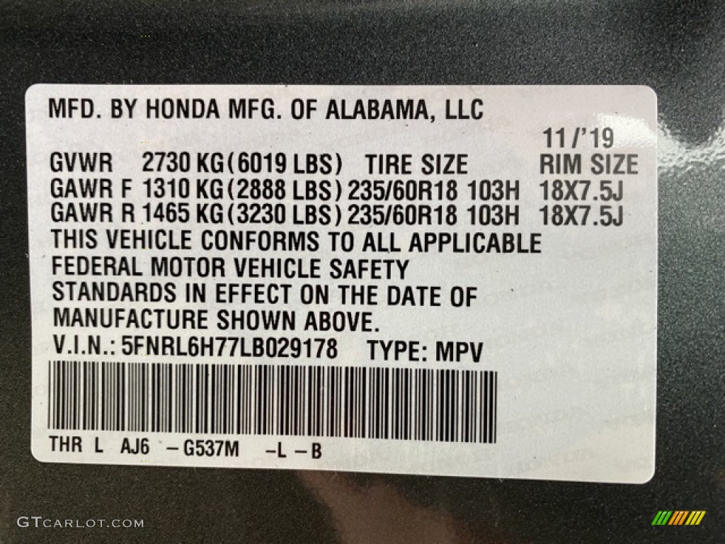 2020 Odyssey Color Code G537M for Forest Mist Metallic Photo #136493236
