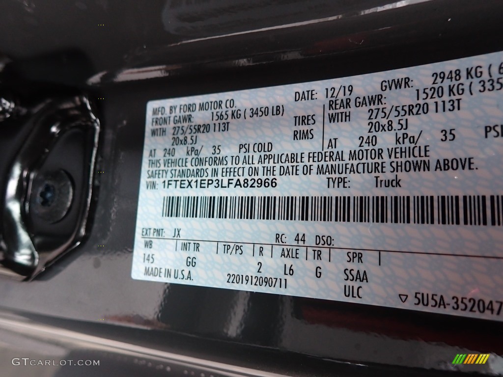 2020 F150 Color Code JX for Lead Foot Photo #136495159