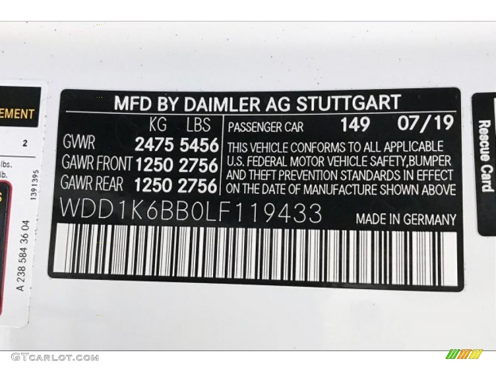 2020 E Color Code 149 for Polar White Photo #136499068