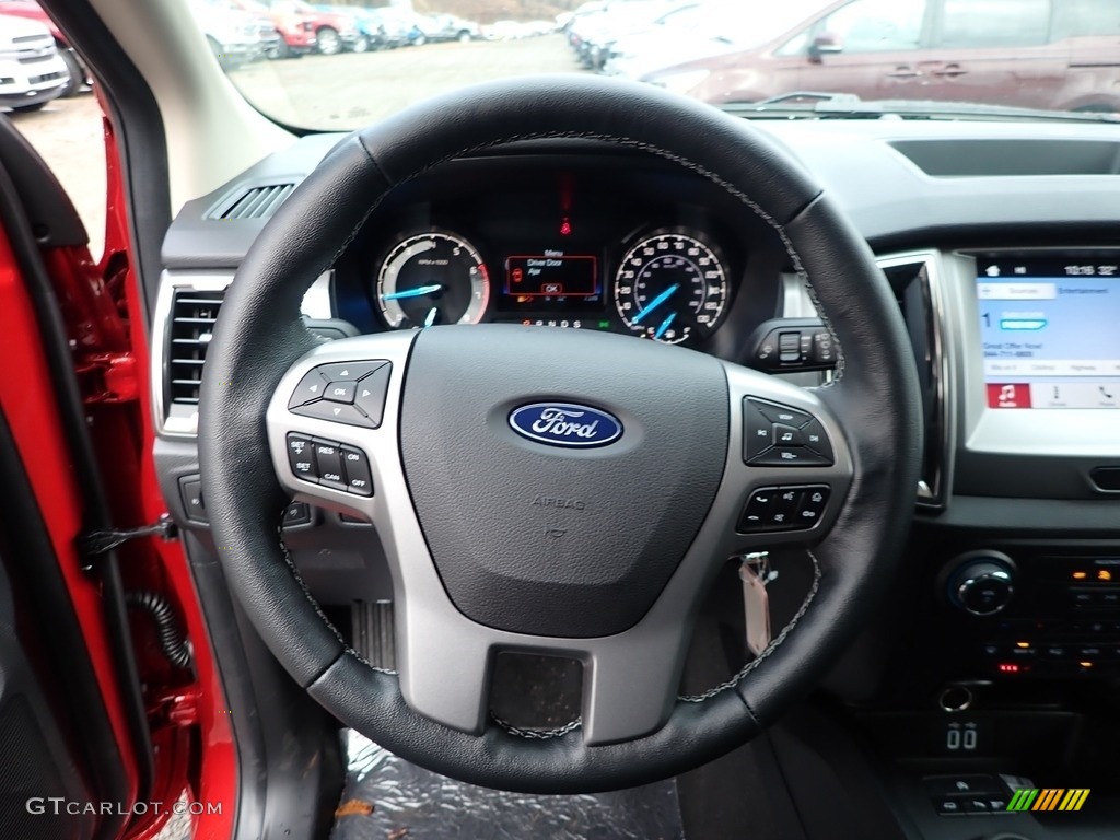 2019 Ford Ranger XLT SuperCrew 4x4 Ebony Steering Wheel Photo #136499317