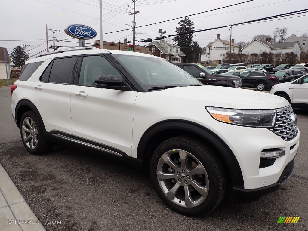 2020 Explorer Platinum 4WD - Star White Metallic Tri-Coat / Sandstone photo #3