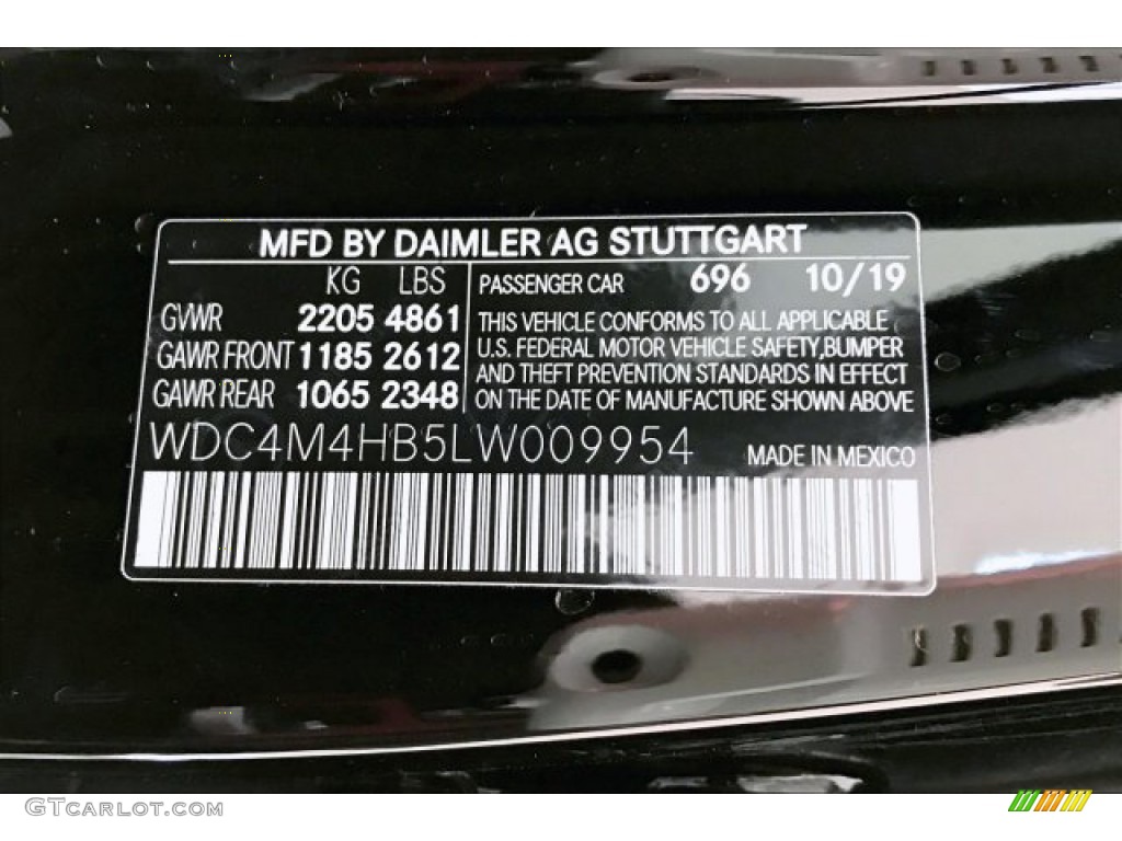 2020 GLB Color Code 696 for Night Black Photo #136552298