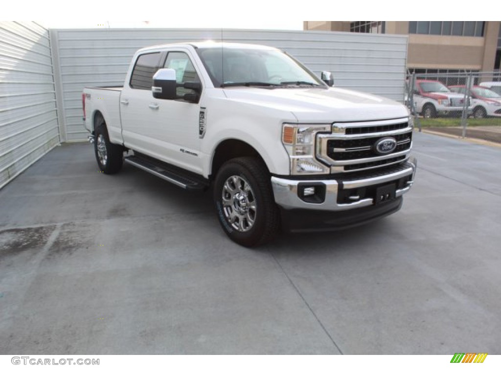 2020 F250 Super Duty Lariat Crew Cab 4x4 - Star White Metallic / Medium Light Camel photo #2